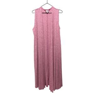 LuLaRoe Women's Pink Maxi Sleeveless open Duster Top Sz M Boho Casual